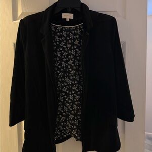 Skies Are Blue Black Blazer with Floral Lining